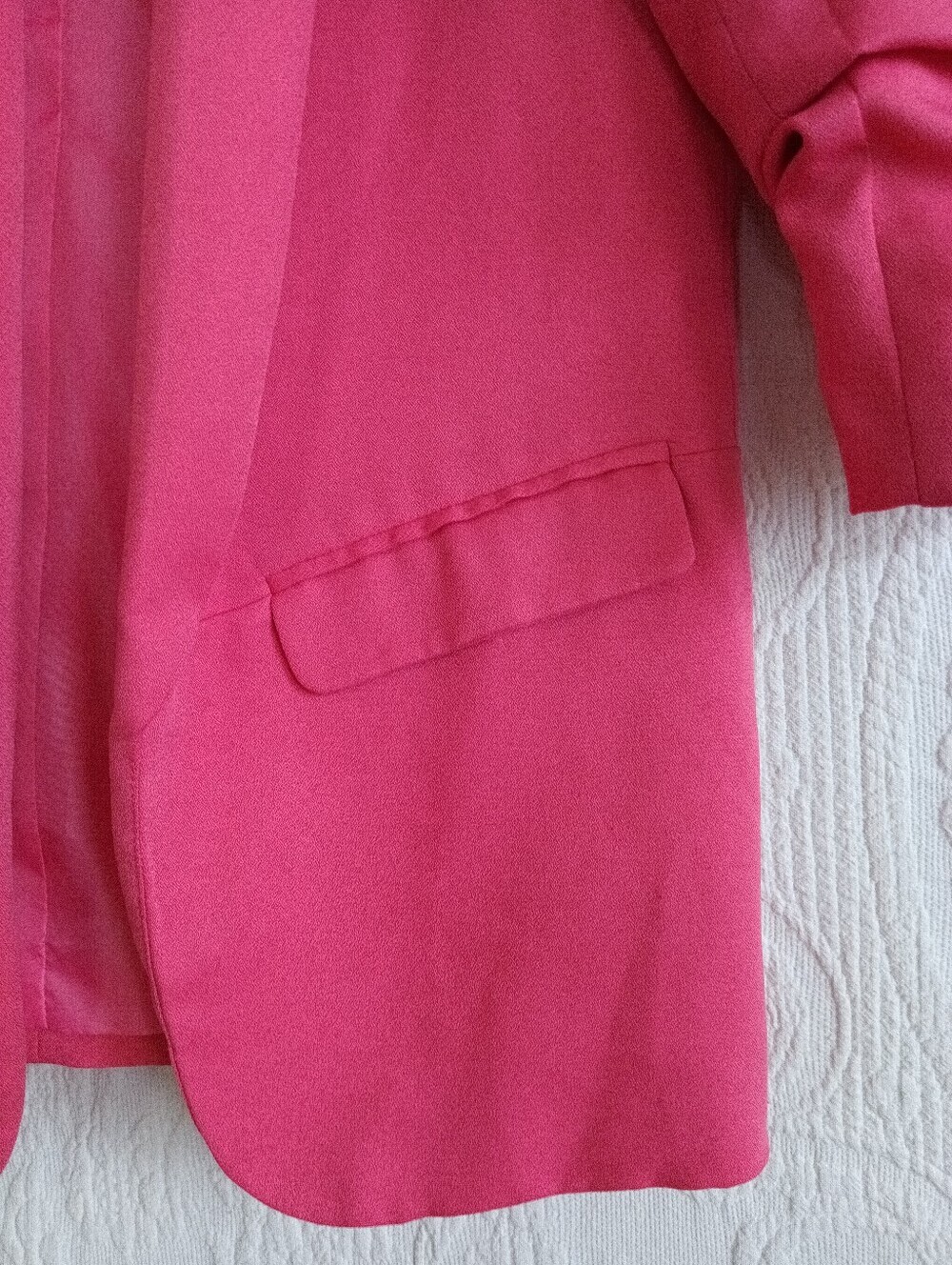 Oddi Hot Pink Blazer Open Front Ruched 3/4 Sleeve Small - Picture 4 of 9